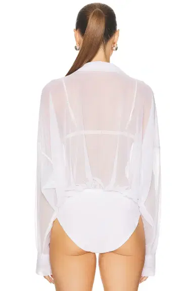 Norma Kamali Super Oversized Boyfriend Shirt Bodysuit | Thumbnail 4 Norma Kamali Super Oversized Boyfriend Shirt Bodysuit | Thumbnail 4