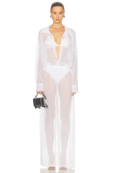 Norma Kamali Super Oversized Boyfriend Shirt Bodysuit | Thumbnail 5 Norma Kamali Super Oversized Boyfriend Shirt Bodysuit | Thumbnail 5