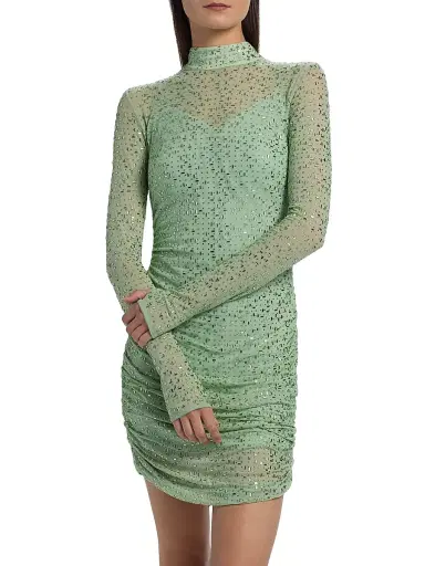 Mariandree Gaitan Women's Claudia Ress Embellished Ruched Minidress - Mint - Size Large | Thumbnail 3 Mariandree Gaitan Women's Claudia Ress Embellished Ruched Minidress - Mint - Size Large | Thumbnail 3