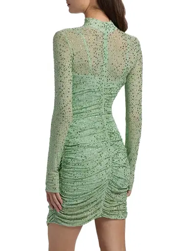 Mariandree Gaitan Women's Claudia Ress Embellished Ruched Minidress - Mint - Size Large | Thumbnail 5 Mariandree Gaitan Women's Claudia Ress Embellished Ruched Minidress - Mint - Size Large | Thumbnail 5