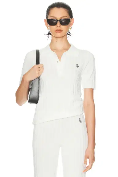 Sporty & Rich SRC Ribbed Polo Top | Thumbnail 1 Sporty & Rich SRC Ribbed Polo Top | Thumbnail 1