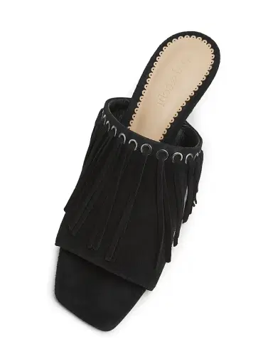 Cinq à Sept Women's Sabrina 0MM Fringed Suede Sandals - Black | Thumbnail 4 Cinq à Sept Women's Sabrina 0MM Fringed Suede Sandals - Black | Thumbnail 4