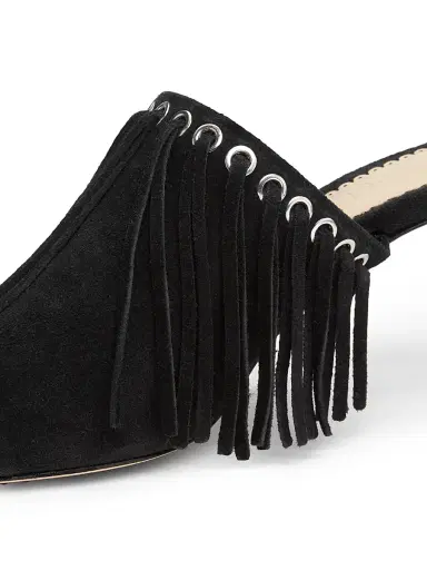 Cinq à Sept Women's Sabrina 0MM Fringed Suede Sandals - Black | Thumbnail 5 Cinq à Sept Women's Sabrina 0MM Fringed Suede Sandals - Black | Thumbnail 5