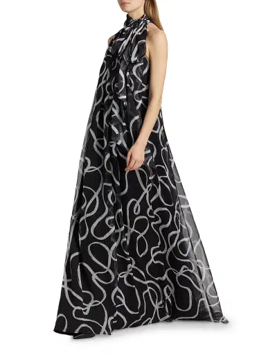 Halston Women's Lyle Swirl Chiffon Gown | Thumbnail 2 Halston Women's Lyle Swirl Chiffon Gown | Thumbnail 2