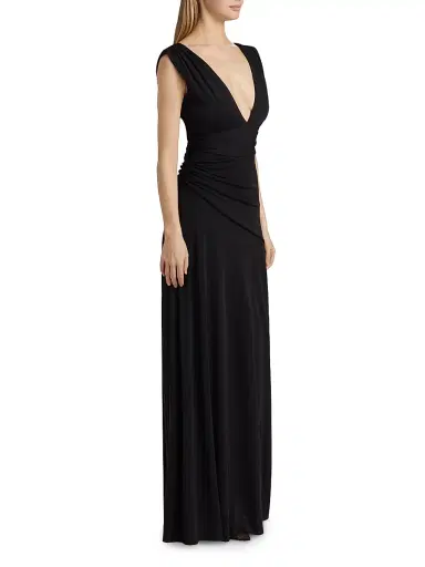 Halston Women's Alessia Matte Jersey Gown - Black | Thumbnail 4 Halston Women's Alessia Matte Jersey Gown - Black | Thumbnail 4