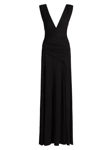 Halston Women's Alessia Matte Jersey Gown - Black | Thumbnail 1 Halston Women's Alessia Matte Jersey Gown - Black | Thumbnail 1