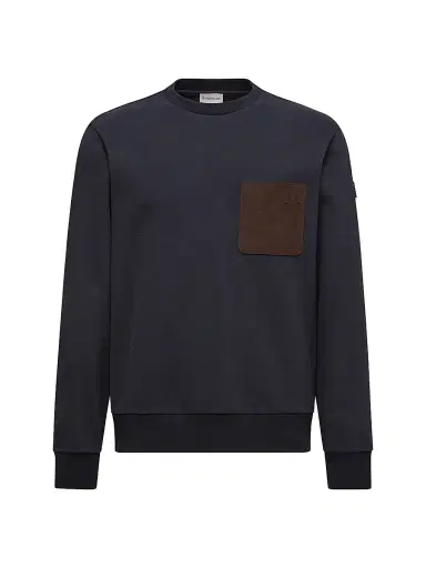Moncler Men's Sweatshirt in Cotton & Cashmere - Navy Blue | Thumbnail 1 Moncler Men's Sweatshirt in Cotton & Cashmere - Navy Blue | Thumbnail 1