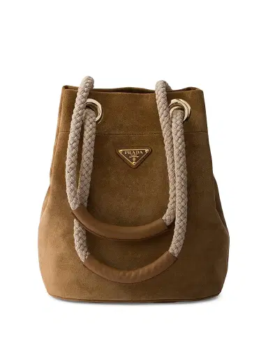 Prada Women's Mariner Suede Bucket Bag - Brown | Thumbnail 1 Prada Women's Mariner Suede Bucket Bag - Brown | Thumbnail 1