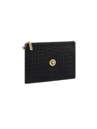 Stefano Ricci Men's Matted Crocodile Medium Portfolio Bag - Black | Thumbnail 2 Stefano Ricci Men's Matted Crocodile Medium Portfolio Bag - Black | Thumbnail 2