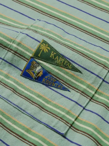 KAPITAL Logo-Appliquéd Striped Cotton-Jersey T-Shirt - Men | Thumbnail 4 KAPITAL Logo-Appliquéd Striped Cotton-Jersey T-Shirt - Men | Thumbnail 4