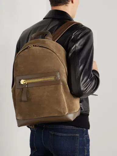 Tom Ford Buckley Leather-Trimmed Suede Backpack - Men | Thumbnail 2 Tom Ford Buckley Leather-Trimmed Suede Backpack - Men | Thumbnail 2