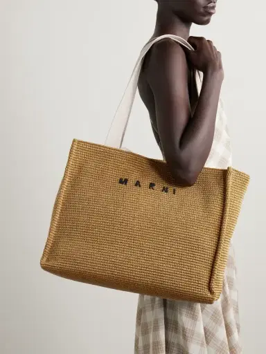 Marni Large Canvas-trimmed Embroidered Raffia Tote | Thumbnail 2 Marni Large Canvas-trimmed Embroidered Raffia Tote | Thumbnail 2