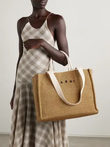 Marni Large Canvas-trimmed Embroidered Raffia Tote | Thumbnail 6 Marni Large Canvas-trimmed Embroidered Raffia Tote | Thumbnail 6