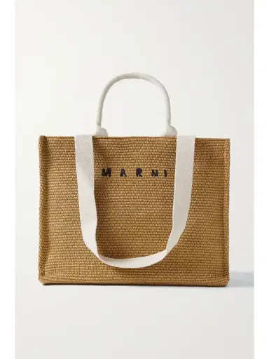Marni Large Canvas-trimmed Embroidered Raffia Tote | Thumbnail 1 Marni Large Canvas-trimmed Embroidered Raffia Tote | Thumbnail 1