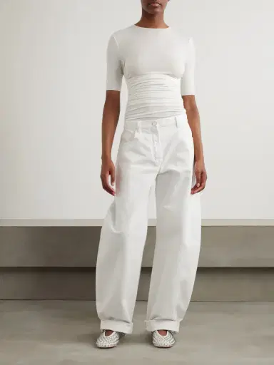 Alaïa Ruched Stretch-jersey T-shirt | Thumbnail 2 Alaïa Ruched Stretch-jersey T-shirt | Thumbnail 2