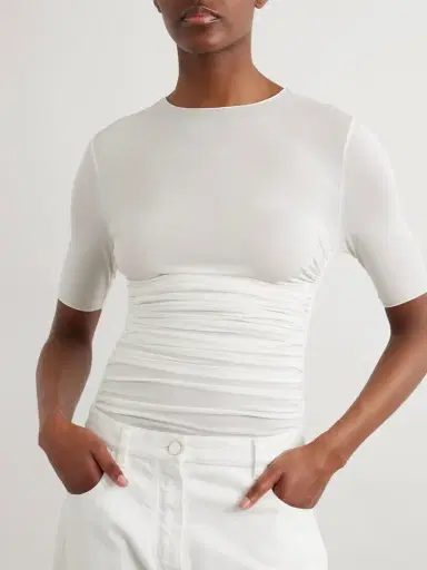 Alaïa Ruched Stretch-jersey T-shirt | Thumbnail 3 Alaïa Ruched Stretch-jersey T-shirt | Thumbnail 3