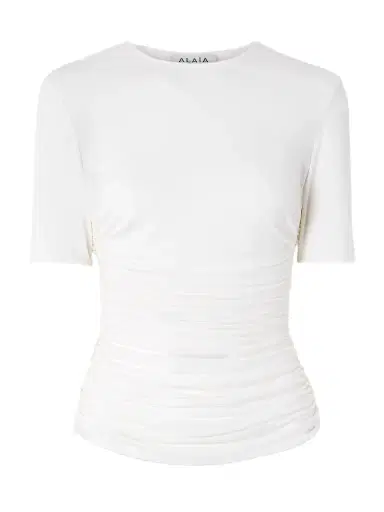 Alaïa Ruched Stretch-jersey T-shirt | Thumbnail 1 Alaïa Ruched Stretch-jersey T-shirt | Thumbnail 1