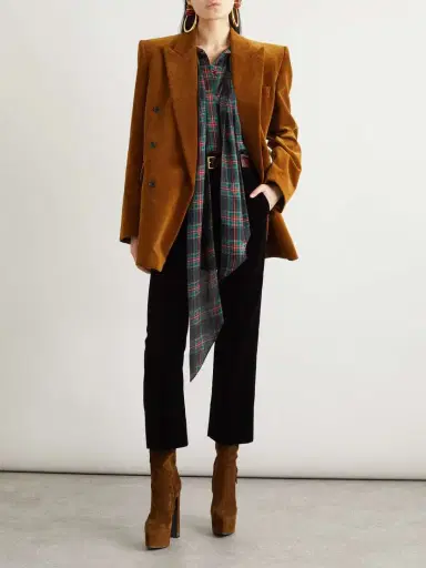 Saint Laurent Pussy-bow Checked Silk-chiffon Blouse | Thumbnail 2 Saint Laurent Pussy-bow Checked Silk-chiffon Blouse | Thumbnail 2