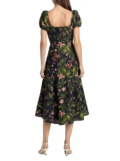 PAIGE Women's Lindi Silk-Linen Midi-Dress - Dark Navy Multi | Thumbnail 5 PAIGE Women's Lindi Silk-Linen Midi-Dress - Dark Navy Multi | Thumbnail 5