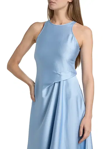 Reiss Women's Micah Bias Drape Midi-Dress - Blue | Thumbnail 6 Reiss Women's Micah Bias Drape Midi-Dress - Blue | Thumbnail 6