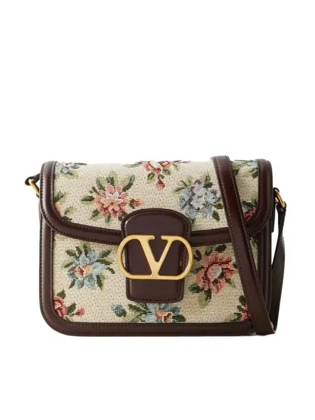 Valentino Garavani 9to5 Leather-trimmed Canvas-jacquard Shoulder Bag