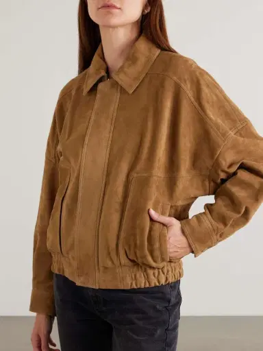 Nour Hammour Dalma Suede Bomber Jacket | Thumbnail 3 Nour Hammour Dalma Suede Bomber Jacket | Thumbnail 3