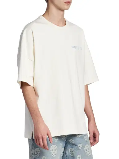 McQueen Men's Logo Cotton Crewneck T-Shirt - Pale Blue | Thumbnail 4 McQueen Men's Logo Cotton Crewneck T-Shirt - Pale Blue | Thumbnail 4