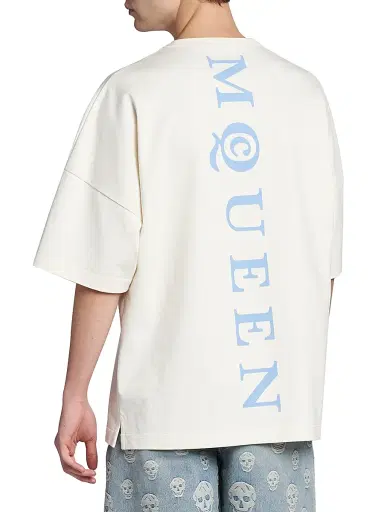 McQueen Men's Logo Cotton Crewneck T-Shirt - Pale Blue | Thumbnail 5 McQueen Men's Logo Cotton Crewneck T-Shirt - Pale Blue | Thumbnail 5