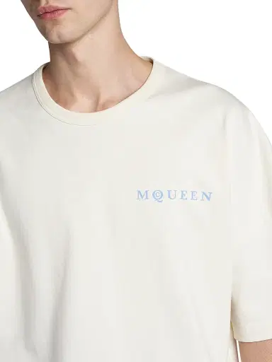 McQueen Men's Logo Cotton Crewneck T-Shirt - Pale Blue | Thumbnail 6 McQueen Men's Logo Cotton Crewneck T-Shirt - Pale Blue | Thumbnail 6
