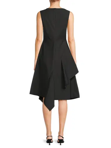 Natori Women's Asymmetric Origami Taffeta Dress - Black | Thumbnail 5 Natori Women's Asymmetric Origami Taffeta Dress - Black | Thumbnail 5