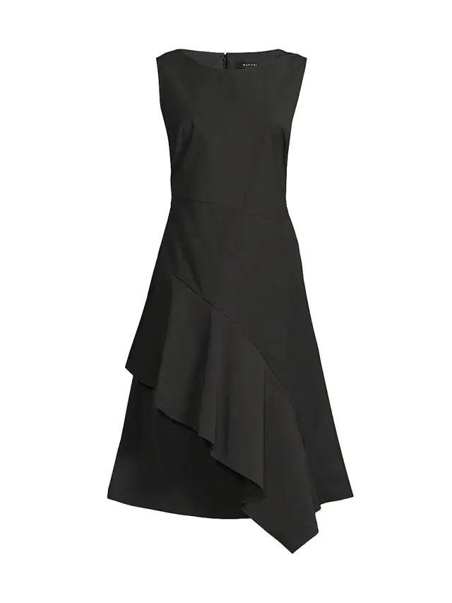 Women's Asymmetric Origami Taffeta Dress - Black Women's Asymmetric Origami Taffeta Dress - Black
