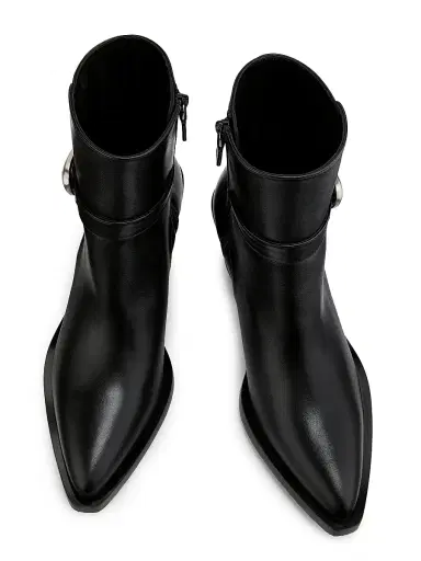 Stuart Weitzman Women's Maven Leather Booties - Black | Thumbnail 4 Stuart Weitzman Women's Maven Leather Booties - Black | Thumbnail 4