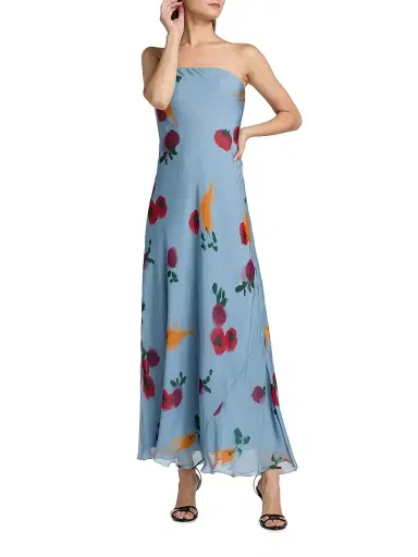 Staud Women's Cassie Chiffon Strapless Maxi Dress - Farmers Market Slate - Size 14 | Thumbnail 2 Staud Women's Cassie Chiffon Strapless Maxi Dress - Farmers Market Slate - Size 14 | Thumbnail 2