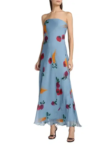 Staud Women's Cassie Chiffon Strapless Maxi Dress - Farmers Market Slate - Size 14 | Thumbnail 3 Staud Women's Cassie Chiffon Strapless Maxi Dress - Farmers Market Slate - Size 14 | Thumbnail 3
