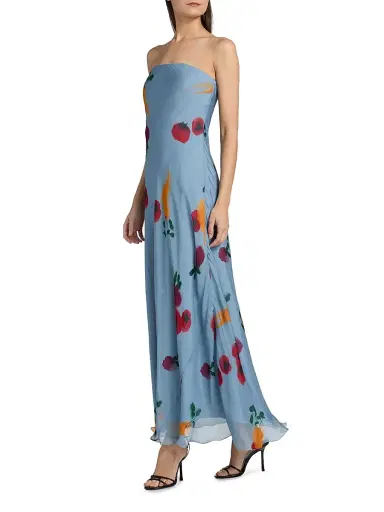 Staud Women's Cassie Chiffon Strapless Maxi Dress - Farmers Market Slate - Size 14 | Thumbnail 4 Staud Women's Cassie Chiffon Strapless Maxi Dress - Farmers Market Slate - Size 14 | Thumbnail 4