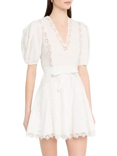 Ulla Johnson Women's Camila Lace-Trim Cotton A-Line Minidress - White | Thumbnail 3 Ulla Johnson Women's Camila Lace-Trim Cotton A-Line Minidress - White | Thumbnail 3