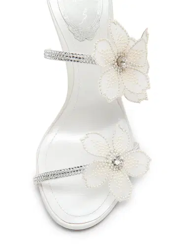 René Caovilla Women's Cleo 5MM Crystal-Embellished Floral Satin Sandals - Satin Crystal Cream | Thumbnail 5 René Caovilla Women's Cleo 5MM Crystal-Embellished Floral Satin Sandals - Satin Crystal Cream | Thumbnail 5