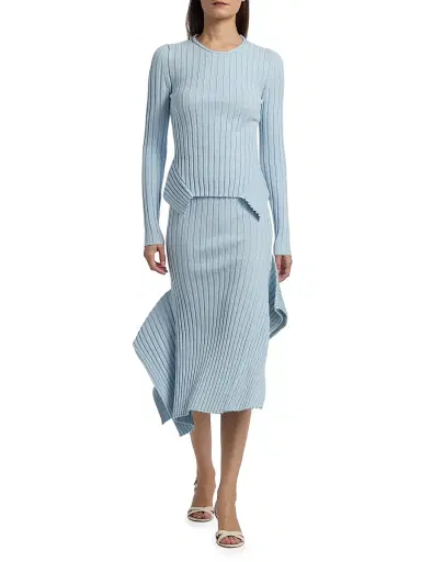 Stella McCartney Women's Textured Knit Midi-Skirt - Light Blue | Thumbnail 2 Stella McCartney Women's Textured Knit Midi-Skirt - Light Blue | Thumbnail 2