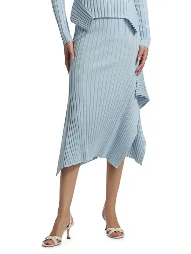Stella McCartney Women's Textured Knit Midi-Skirt - Light Blue | Thumbnail 3 Stella McCartney Women's Textured Knit Midi-Skirt - Light Blue | Thumbnail 3