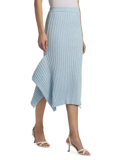 Stella McCartney Women's Textured Knit Midi-Skirt - Light Blue | Thumbnail 4 Stella McCartney Women's Textured Knit Midi-Skirt - Light Blue | Thumbnail 4