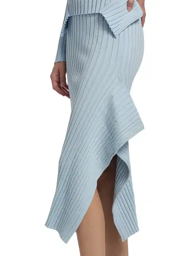 Stella McCartney Women's Textured Knit Midi-Skirt - Light Blue | Thumbnail 6 Stella McCartney Women's Textured Knit Midi-Skirt - Light Blue | Thumbnail 6