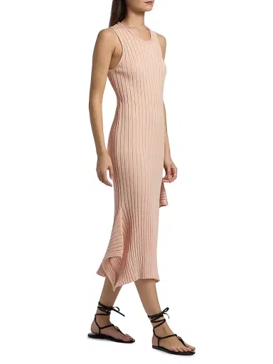 Stella McCartney Women's Textured Knit Cotton Midi-Dress - Powder Pink | Thumbnail 4 Stella McCartney Women's Textured Knit Cotton Midi-Dress - Powder Pink | Thumbnail 4
