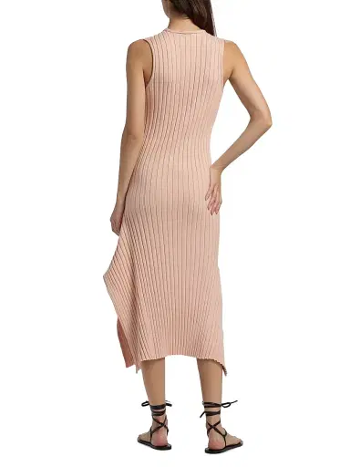 Stella McCartney Women's Textured Knit Cotton Midi-Dress - Powder Pink | Thumbnail 5 Stella McCartney Women's Textured Knit Cotton Midi-Dress - Powder Pink | Thumbnail 5