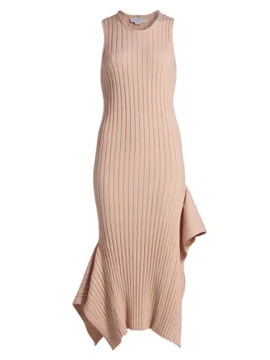 Stella McCartney Women's Textured Knit Cotton Midi-Dress - Powder Pink | Thumbnail 1 Stella McCartney Women's Textured Knit Cotton Midi-Dress - Powder Pink | Thumbnail 1
