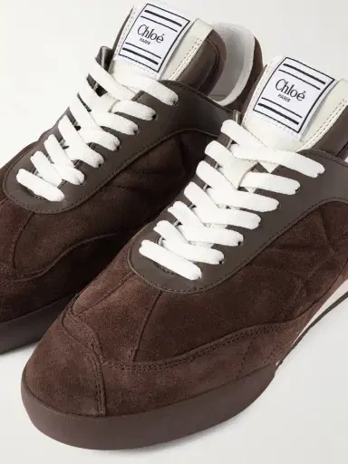 Chloé Kick Leather-trimmed Quilted Suede Sneakers | Thumbnail 4 Chloé Kick Leather-trimmed Quilted Suede Sneakers | Thumbnail 4