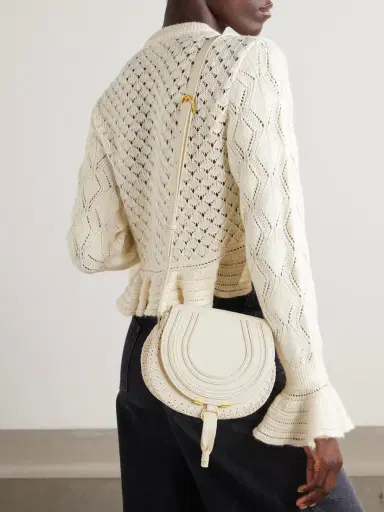 Chloé Marcie Textured-leather And Crocheted Cotton Shoulder Bag | Thumbnail 2 Chloé Marcie Textured-leather And Crocheted Cotton Shoulder Bag | Thumbnail 2