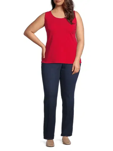 Ming Wang Women's x Tanya Foster Plus Scoopneck Deco Stretch-Crepe Tank Top | Thumbnail 2 Ming Wang Women's x Tanya Foster Plus Scoopneck Deco Stretch-Crepe Tank Top | Thumbnail 2