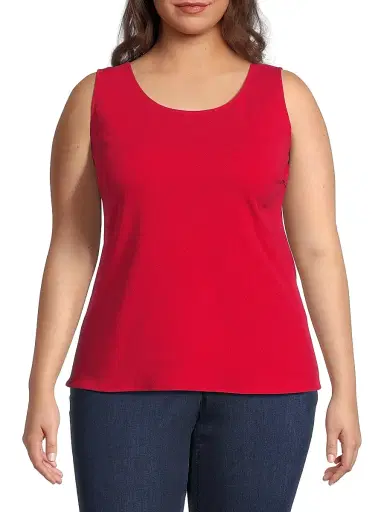 Ming Wang Women's x Tanya Foster Plus Scoopneck Deco Stretch-Crepe Tank Top | Thumbnail 3 Ming Wang Women's x Tanya Foster Plus Scoopneck Deco Stretch-Crepe Tank Top | Thumbnail 3