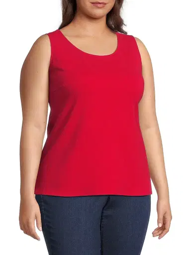 Ming Wang Women's x Tanya Foster Plus Scoopneck Deco Stretch-Crepe Tank Top | Thumbnail 4 Ming Wang Women's x Tanya Foster Plus Scoopneck Deco Stretch-Crepe Tank Top | Thumbnail 4