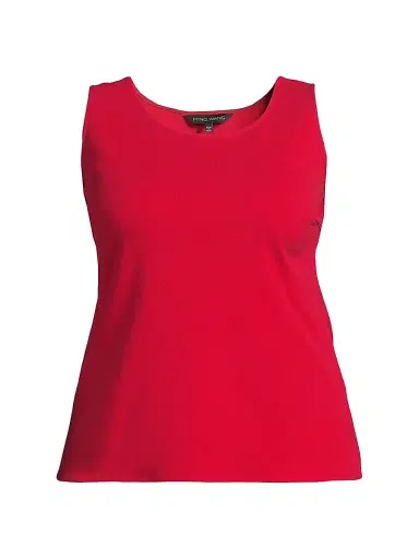 Ming Wang Women's x Tanya Foster Plus Scoopneck Deco Stretch-Crepe Tank Top | Thumbnail 1 Ming Wang Women's x Tanya Foster Plus Scoopneck Deco Stretch-Crepe Tank Top | Thumbnail 1